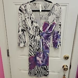 Mini, Zebra Print, Dress, Animal, Party, Festival, Floral, Stretchy, Y2k, 2000s